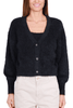 BLACK FURRY EFFECT KNIT CARDIGAN