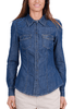 DENIM SHIRT WITH BLUE LACE INSERT