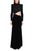 LONG VELVET AND SEQUIN DRESS WITH BLACK CUT OUT