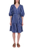 BLUE STRIPED COTTON POPLIN DRESS