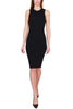 BLACK RIBBED KNIT LONGUETTE DRESS