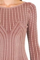 Guess Donna abito longuette in maglia a costine rosa