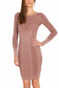 PINK RIBBED KNIT LONGUETTE DRESS