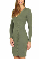 Guess Donna abito longuette in maglia a costine verde