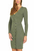 GREEN RIBBED KNIT LONGUETTE DRESS