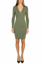 Guess Donna abito longuette in maglia a costine verde