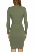 Guess Donna abito longuette in maglia a costine verde