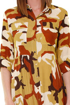 Dixie abito lungo chemisier camouflage giallo