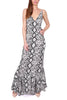 LONG DRESS IN BLACK PYTHON PRINT GEORGETTE