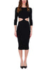 BLACK CUT OUT KNITTED MIDI DRESS