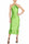 GREEN SATIN AMERICAN NECKLINE MIDI DRESS