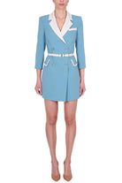 Elisabetta Franchi abito robe manteau bicolor azzurro