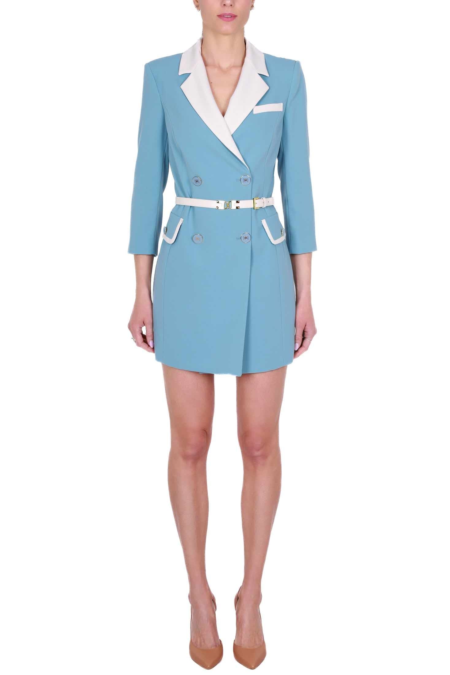 Elisabetta Franchi abito robe manteau bicolor azzurro