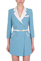 Elisabetta Franchi abito robe manteau bicolor azzurro