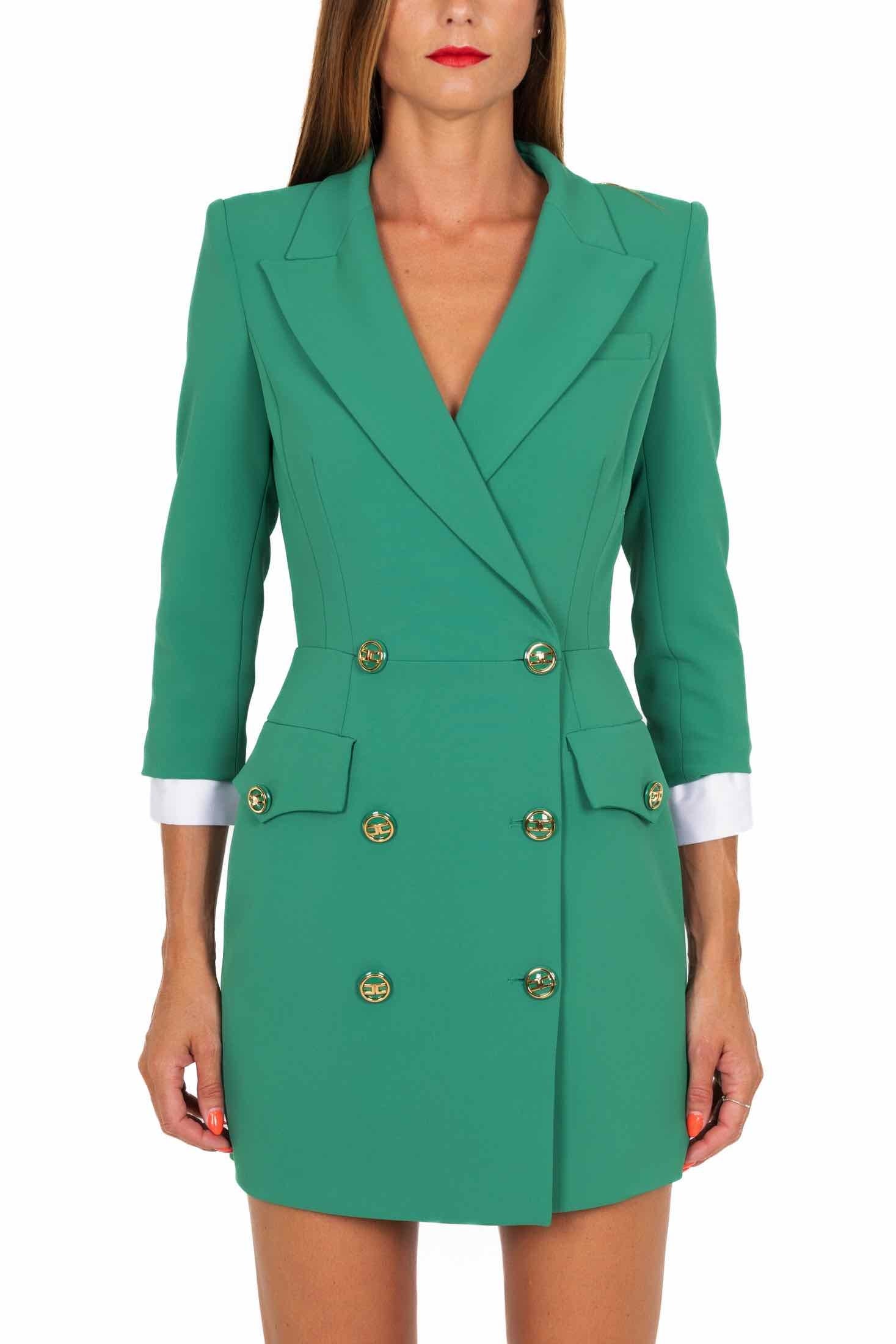 Elisabetta Franchi abito robe manteau doppio petto verde