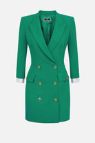 Elisabetta Franchi abito robe manteau doppio petto verde