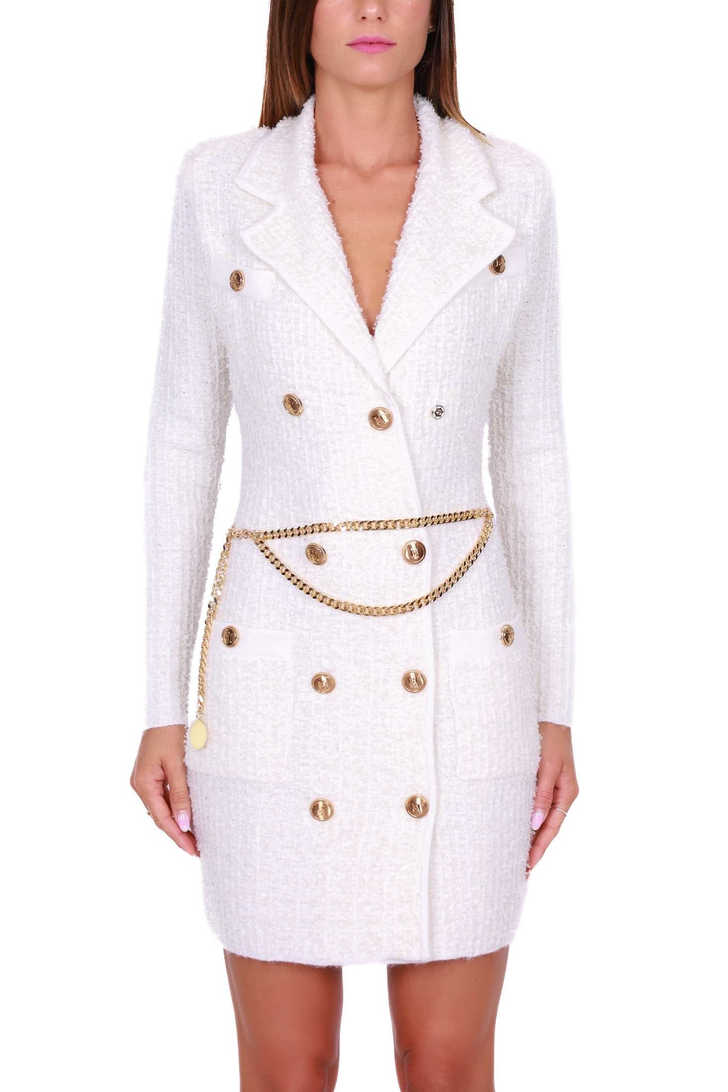 Elisabetta Franchi abito robe manteau in maglia burro