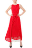 RED CREPE SLEEVELESS DRESS