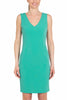 SLEEVELESS SHEATH DRESS IN GREEN CREPE