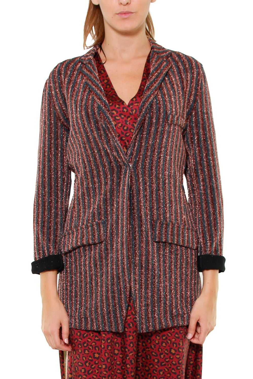 Dixie blazer righe in maglina di lurex bruciato