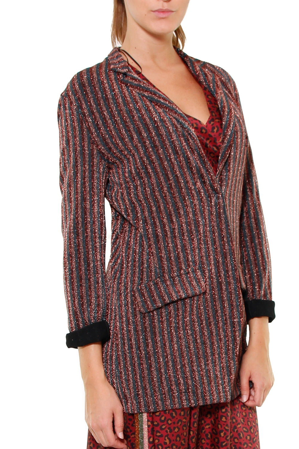 Dixie blazer righe in maglina di lurex bruciato