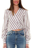 WHITE STRIPED POPLIN CROPPED BLOUSE