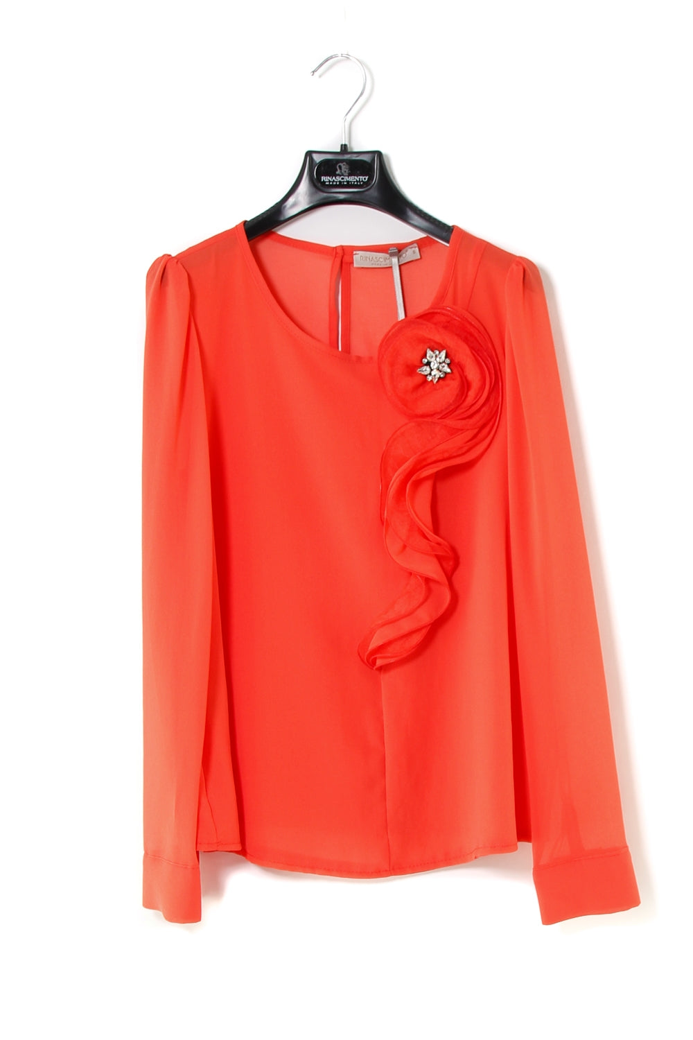 Teddy blusa di chiffon con rosone arancio