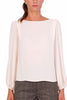 BLUSA ELEGANTE CON SCOLLO A BARCHETTA BEIGE