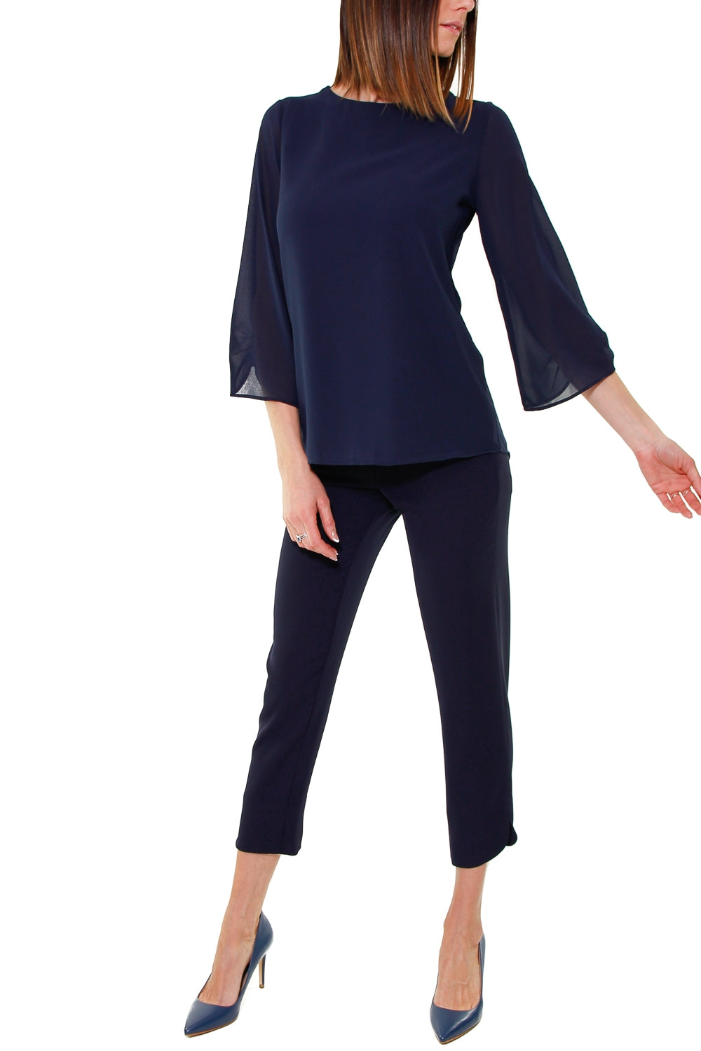 Fracomina blusa girocollo blu