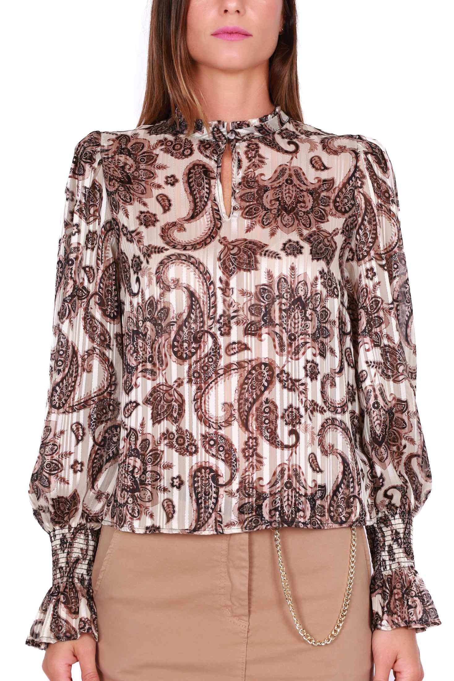 Liu Jo White blusa in crÈpe fantasia paisley marrone