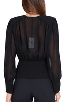 Elisabetta Franchi blusa in georgette con scollo incrociato nero