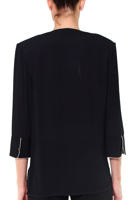 Elisabetta Franchi blusa in georgette di viscosa con piping nero