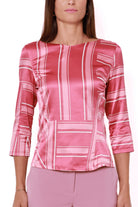 Emme Marella blusa in raso stretch fantasia rosa