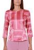 PINK PATTERN STRETCH SATIN BLOUSE