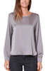 GREY STRETCH SATIN BLOUSE