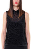 BLUSA IN TESSUTO DEVORE E PAILLETTES NERO