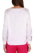 Emme Marella blusa manica lunga in raso stretch bianco