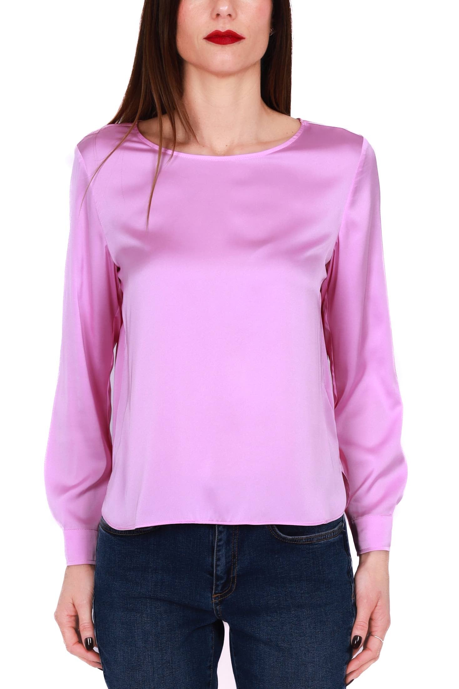 Emme Marella blusa manica lunga in raso stretch rosa