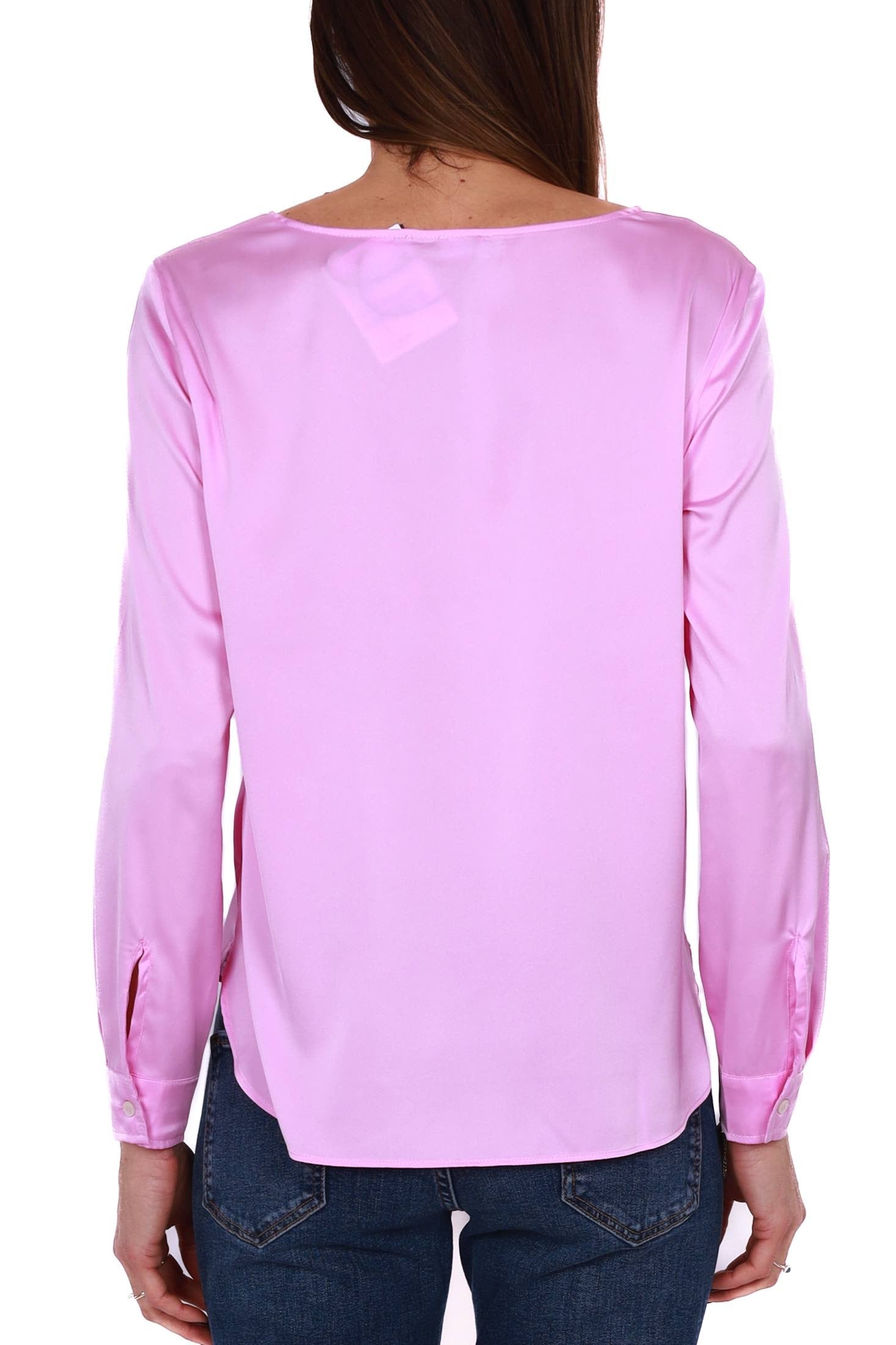 Emme Marella blusa manica lunga in raso stretch rosa