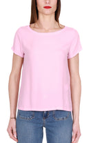 Emme Marella blusa maniche corte in misto seta rosa