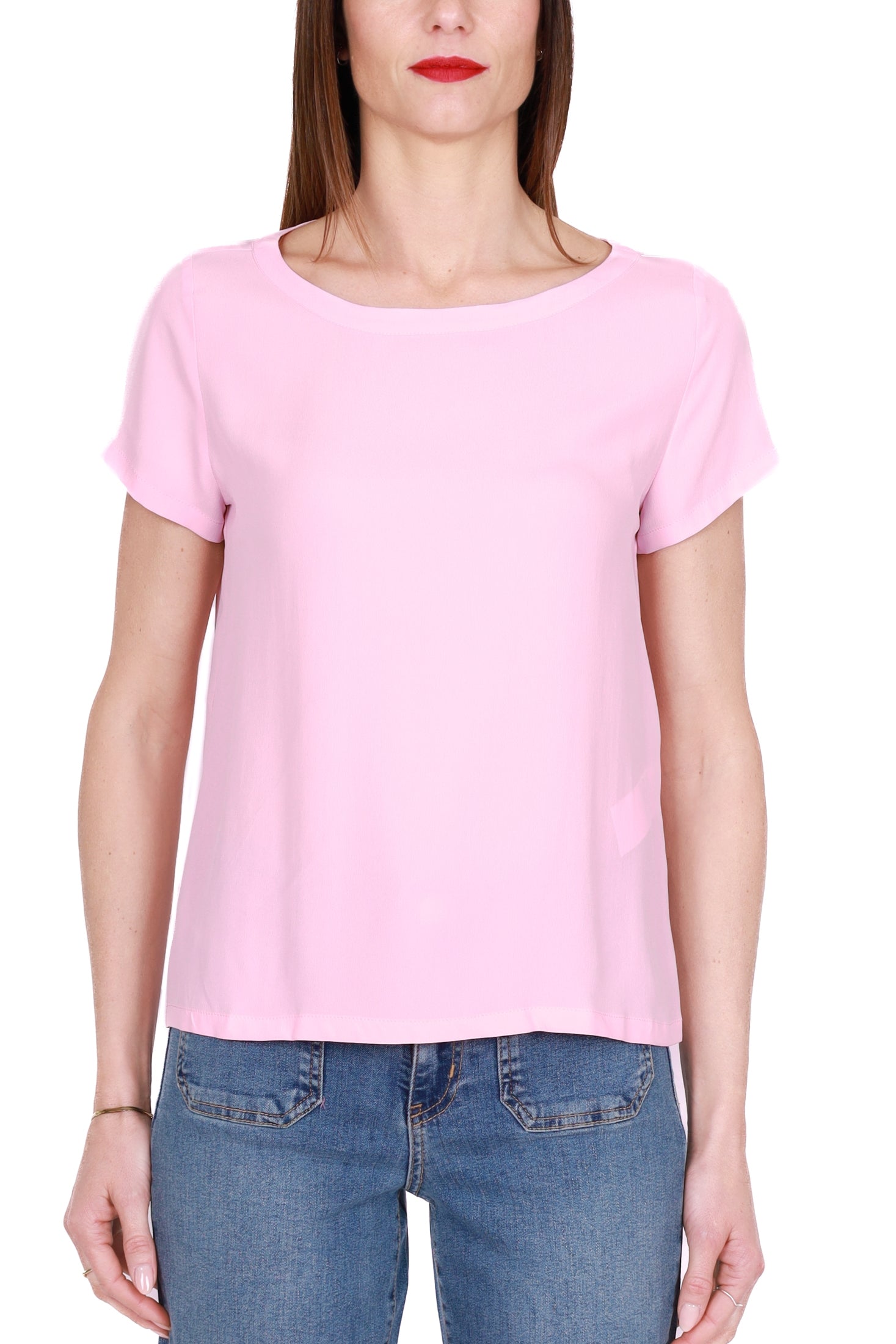 Emme Marella blusa maniche corte in misto seta rosa