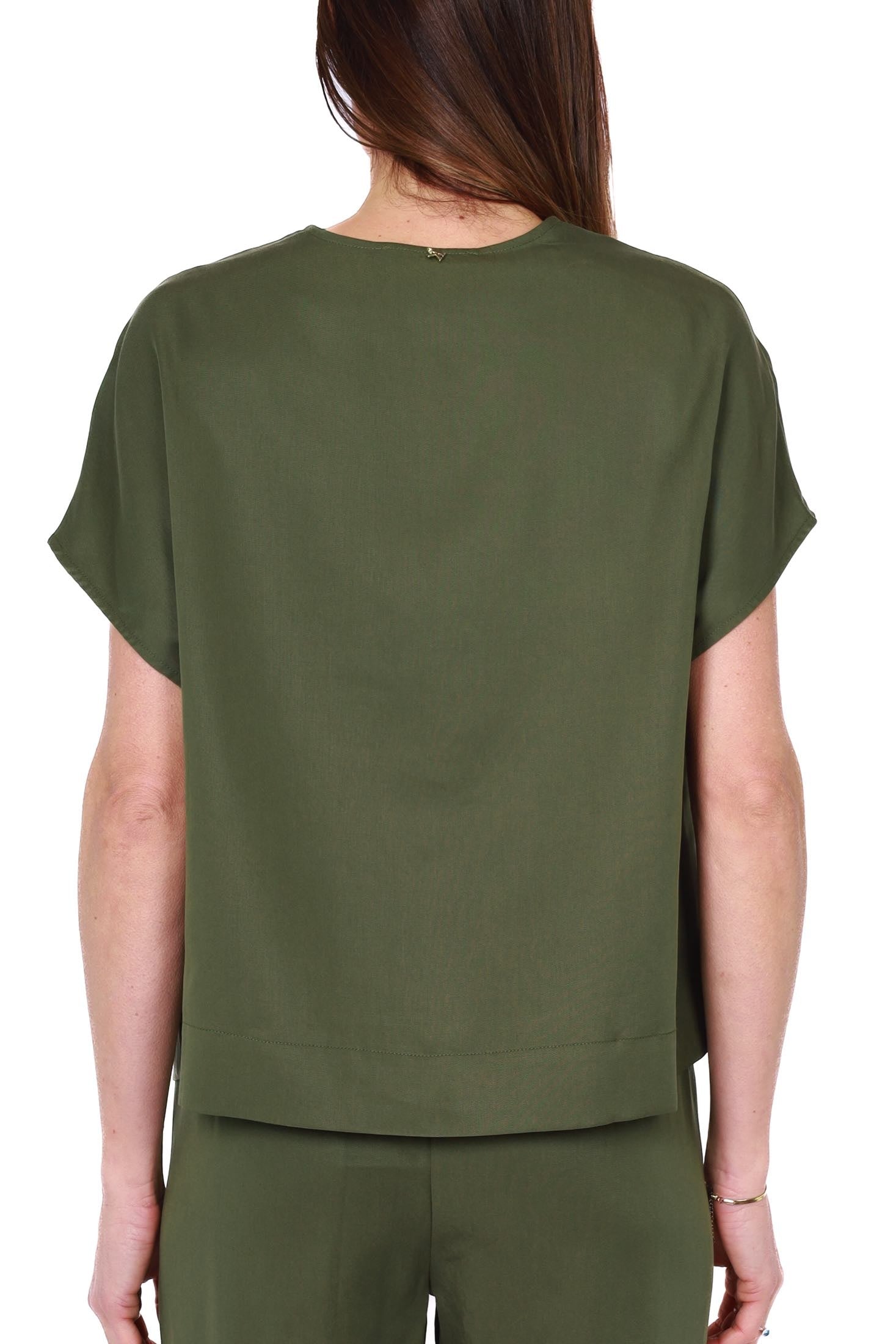 Kocca blusa maniche corte in tessuto fluido verde