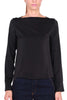 BLACK BOAT NECK BLOUSE