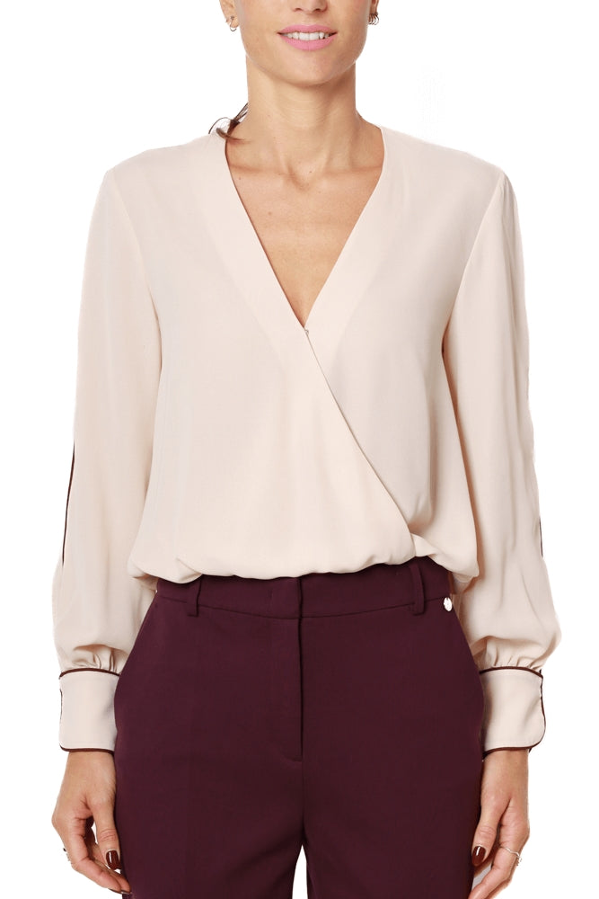 Liu Jo Black blusa scollo incrociato in crÈpe beige