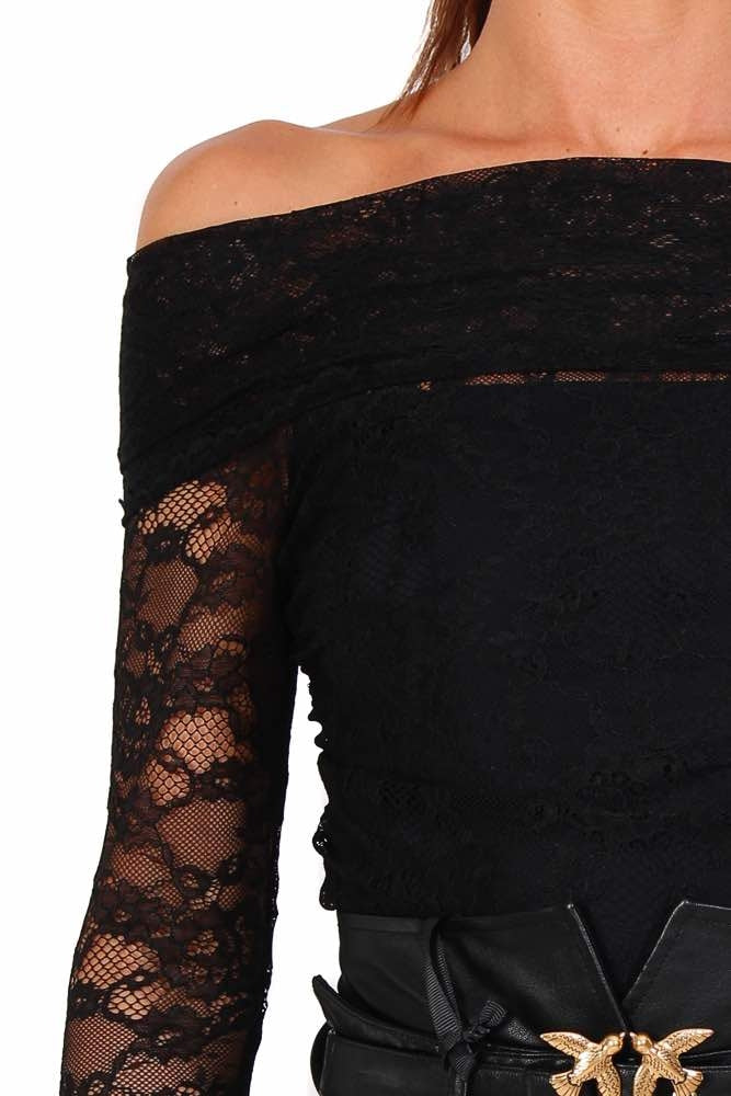 Pinko body in pizzo stretch nero