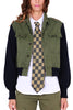 COTTON BOMBER AND GREEN KNIT