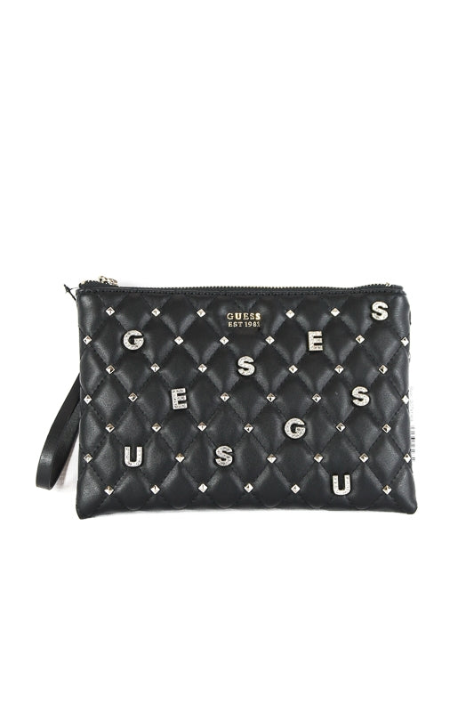 Guess Borse borsa a bustina trapuntata con borchie a strass nero