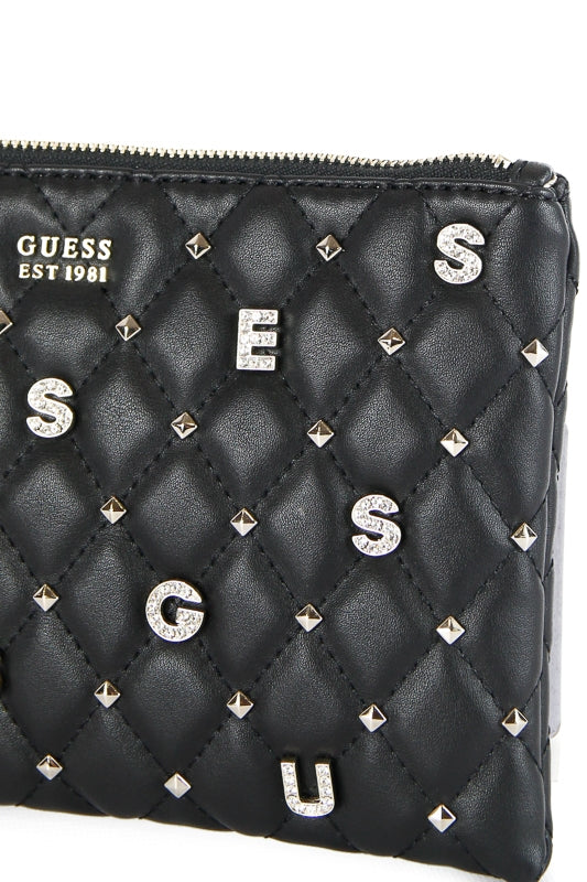 Guess Borse borsa a bustina trapuntata con borchie a strass nero