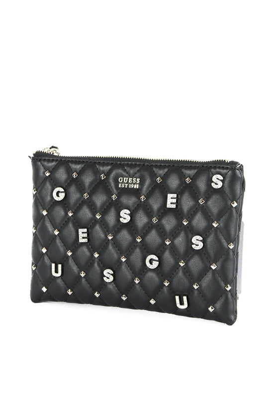 Guess Borse borsa a bustina trapuntata con borchie a strass nero