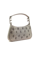 Elisabetta Franchi borsa a spalla elegante con lettering e strass argento